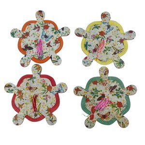 Vintage Japanese Paper Lantern Accordion Circle Pink Floral Butterfly Print